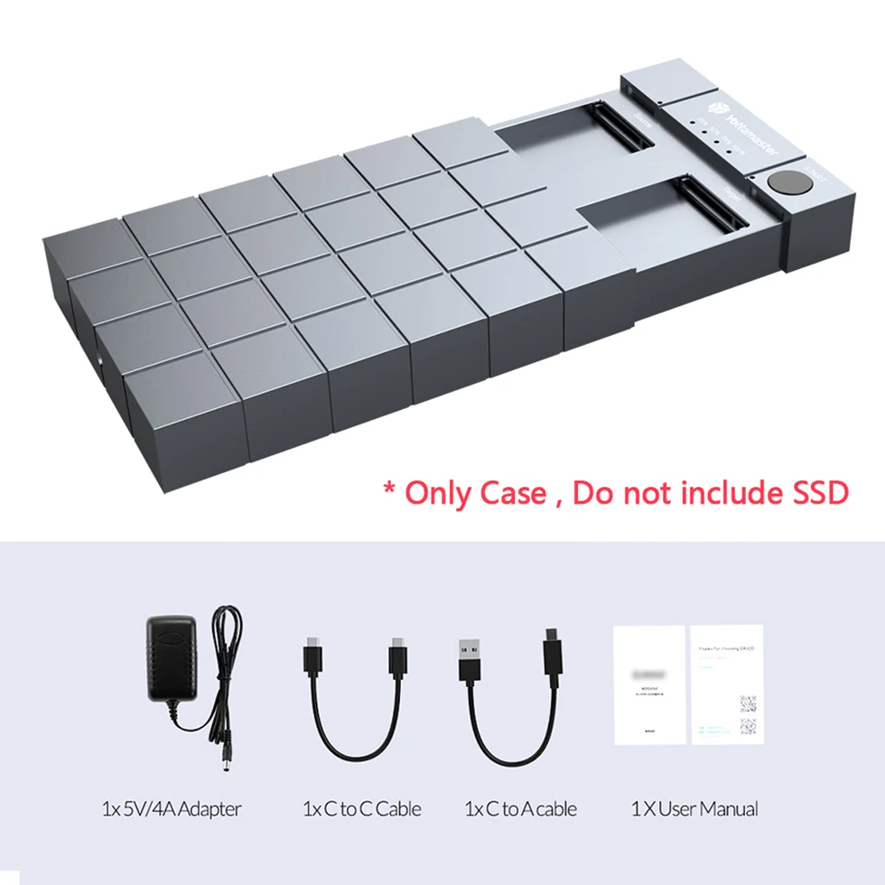 Yottamaster M.2 SSD NVMe Case Offline Cloner M2 Hard Drive Copy Enclosure 10Gbps Gen2 USB 3.0 Dual Bay Port Copier Storage Box