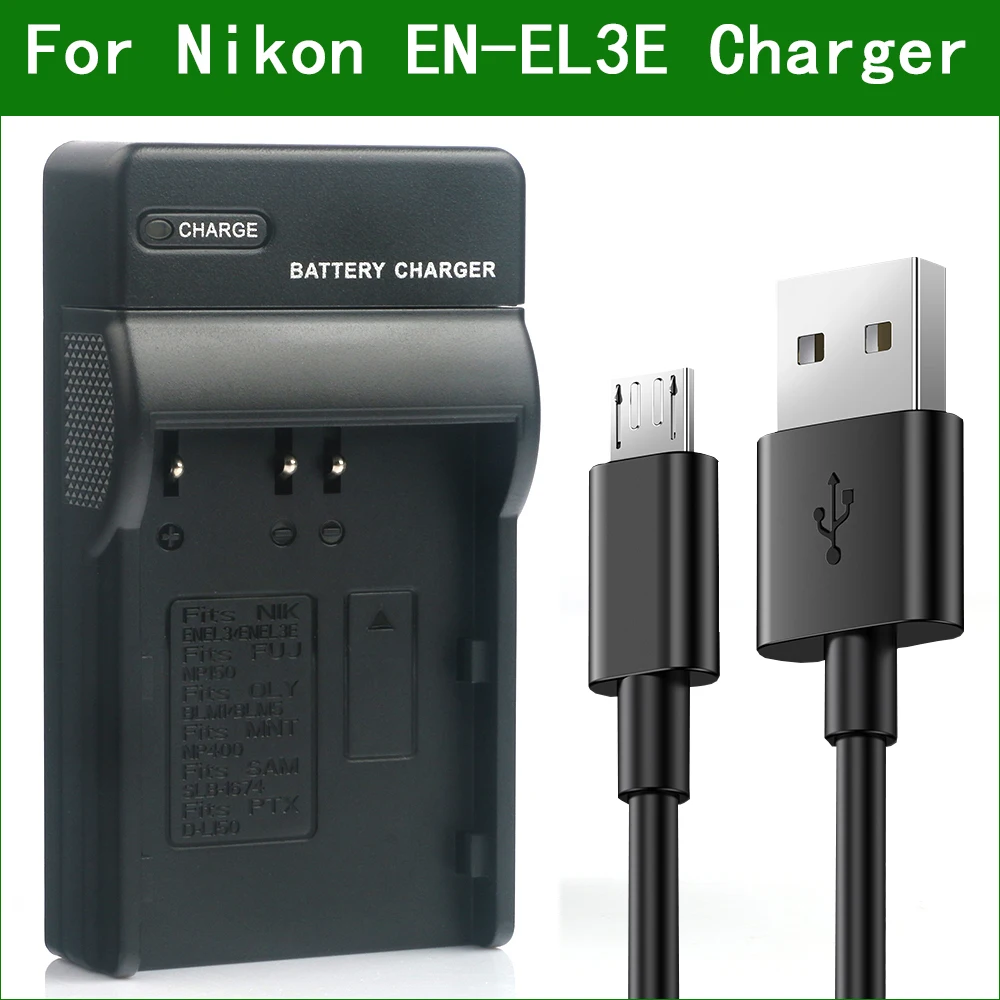 EN-EL3E Digital Camera Battery Charger For Nikon EN-EL3 EN-EL3a MH-18 MH-18a D100 D200 D300 D300S D50 D50S D70 D70S D700 D80 D90