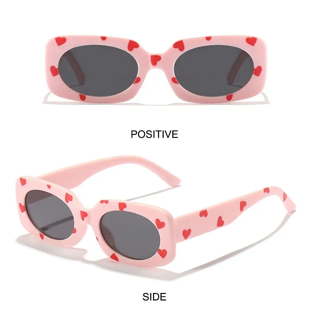 Retro Sun Protection Heart Print Children Sunglasses UV400 2-8 Years Girls Boys Shades Kids Rectangular Sun Glasses