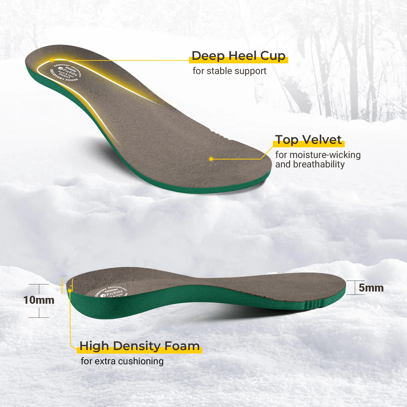 Fittington أحذية نسائية شتوية أحذية واسعة للمرأة أحذية معزولة دافئة مقاومة للانزلاق الكاحل كعوب منخفضة أحذية الثلوج مقاوم للماء #6