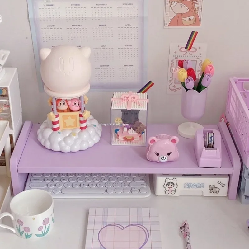 Single-layer Ins Style Pink Desktop Decorative Shelf Living Room Bedroom Desktop Height-raising Rack Doll  Model Display Rack