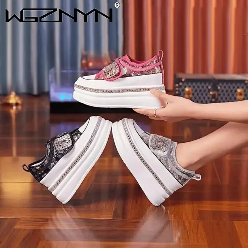 Fashion NEW Sequins Women Sneakers New Mesh Crystal Fashion Party Platform Women Shoes Thick Bottom Gladiator Sport Luxury Shoes