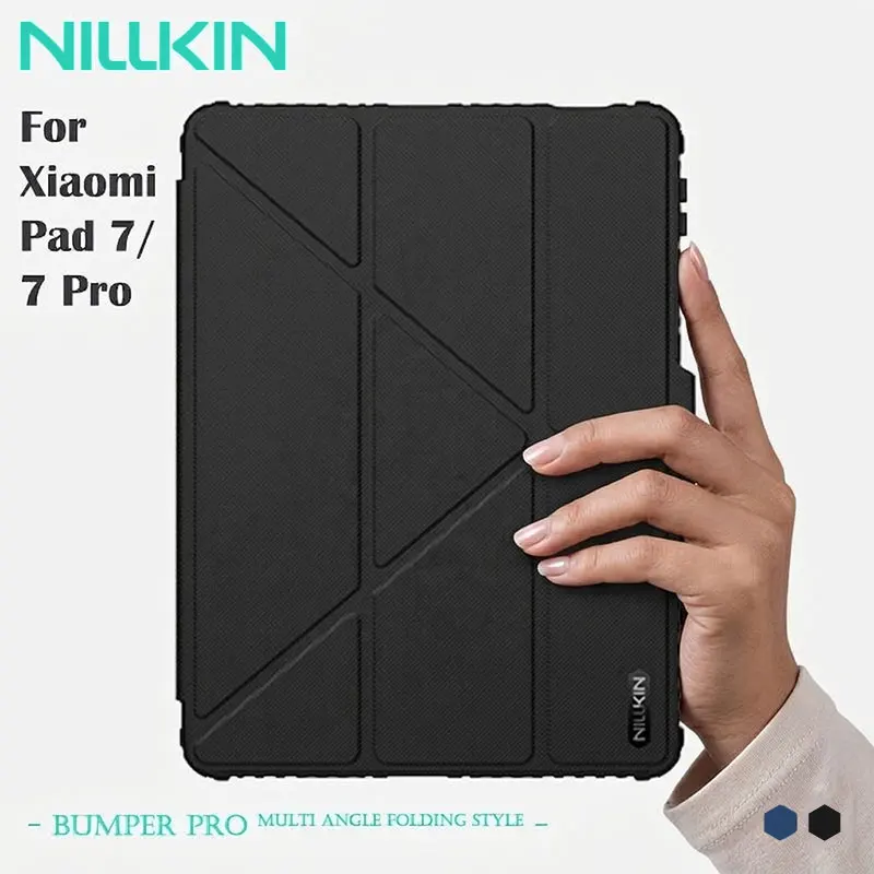 nillkin-bumper-leather-case-for-xiaomi-pad-7-pro-7-flip-stand-3-positions-camera-privacy-cover-magnetic-auto-wake-sleep