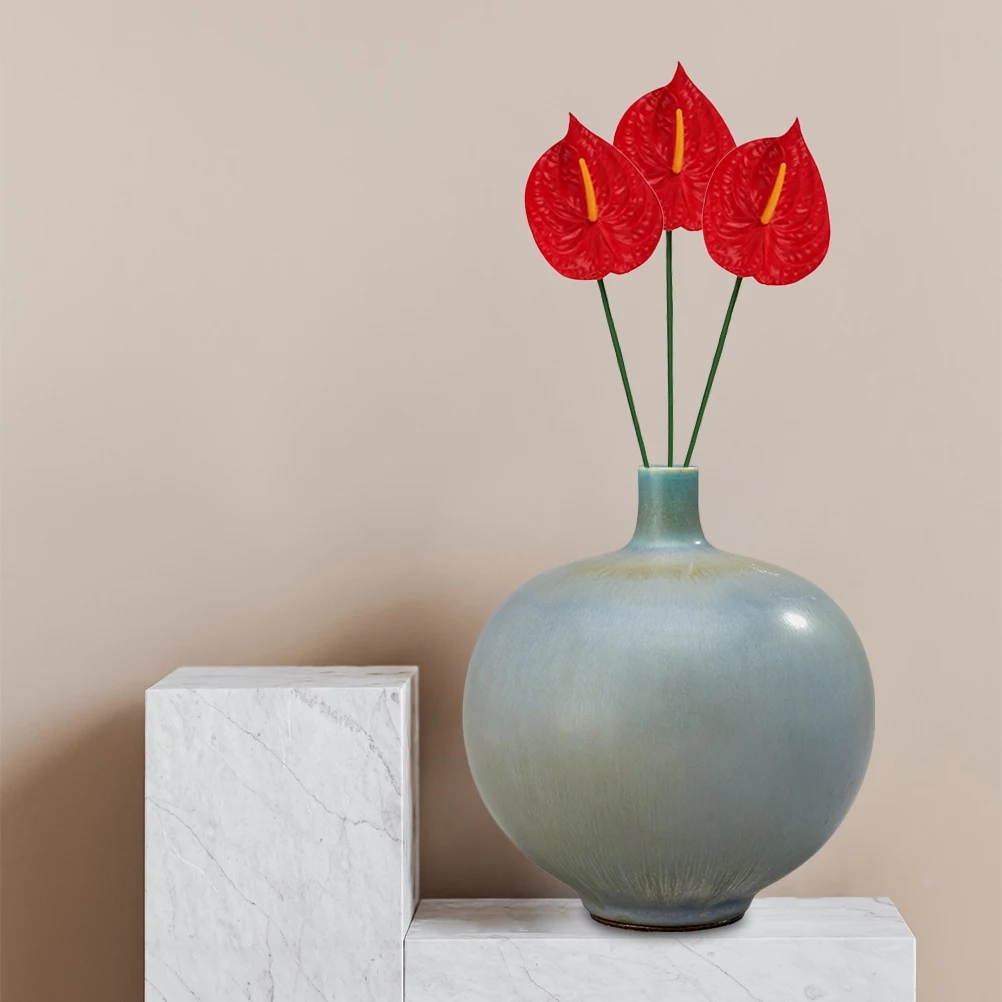 

6 Pcs Artificial Anthurium Red White Fake Plants Decoration Wedding Birthday Housewarming Banquet Holiday Faux Flowers