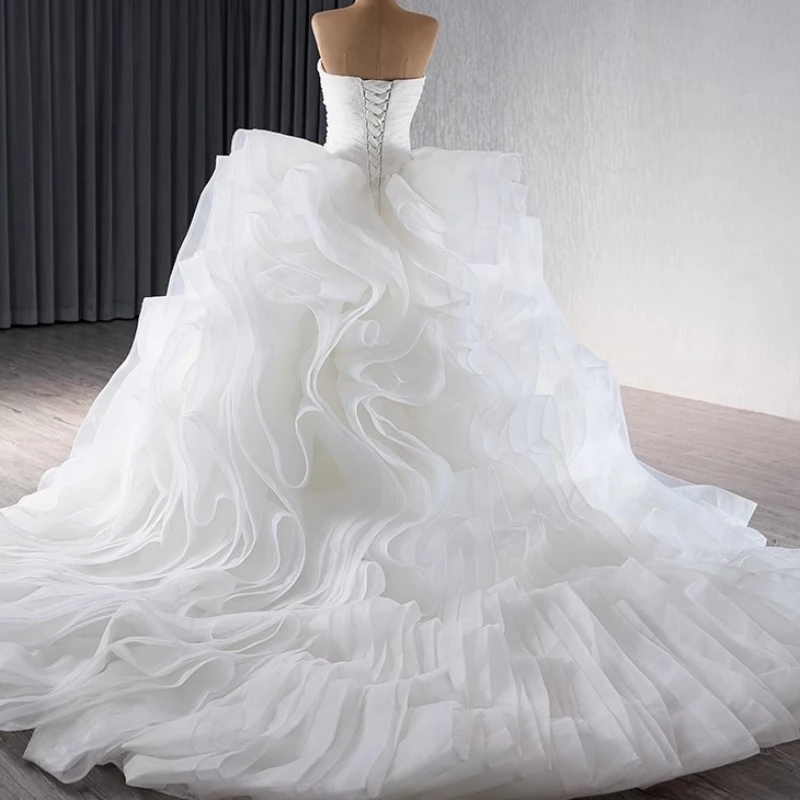 AA151 Customzied Real Picture Quality Ball Gown Wedding Dresses Ruffle Skirt Bride Bridal Gowns robe de mariée فستان الزفاف 2025