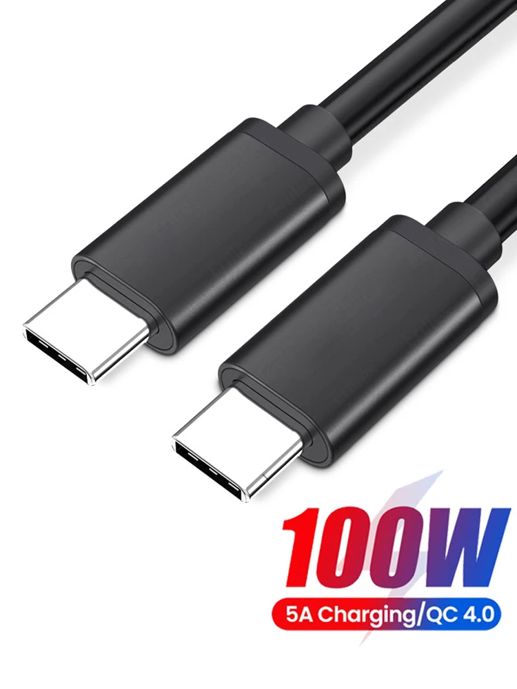 100W 5A USB Type C To Type C Cable USB-C PD Fast Charging Charger Wire Cord For Macbook Samsung Xiaomi Type-C USB C Data Cable