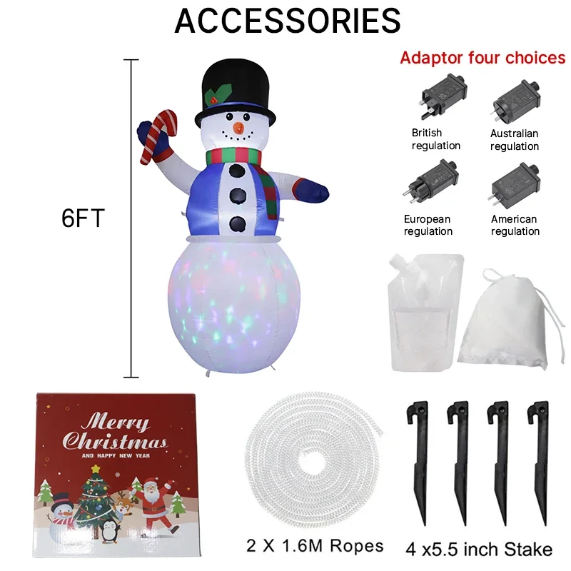 1.8M6FT زينة عيد الميلاد لعبة قابلة للنفخ ثلج قصب الحلوى ساحة المنزل الحلي مع مصباح ليد عيد الميلاد لعبة ديكور خارجي #5