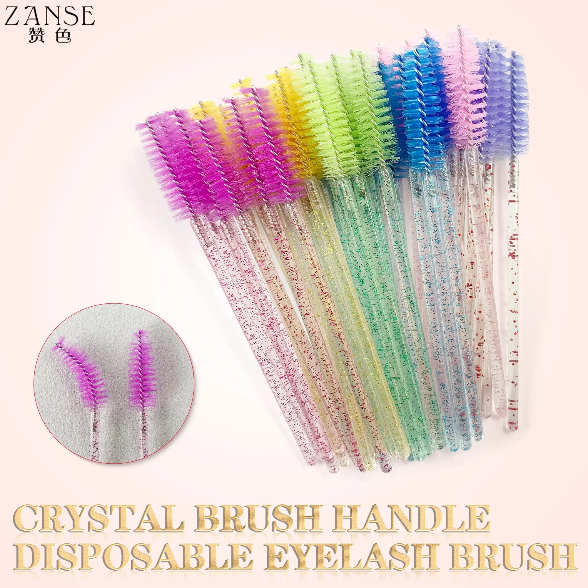 ZANSE Disposable Crystal Eyebrow Brush Mascara Wands Applicator Lash Cosmetic Brushes Beauty Makeup Tool Lash Extension Supplies