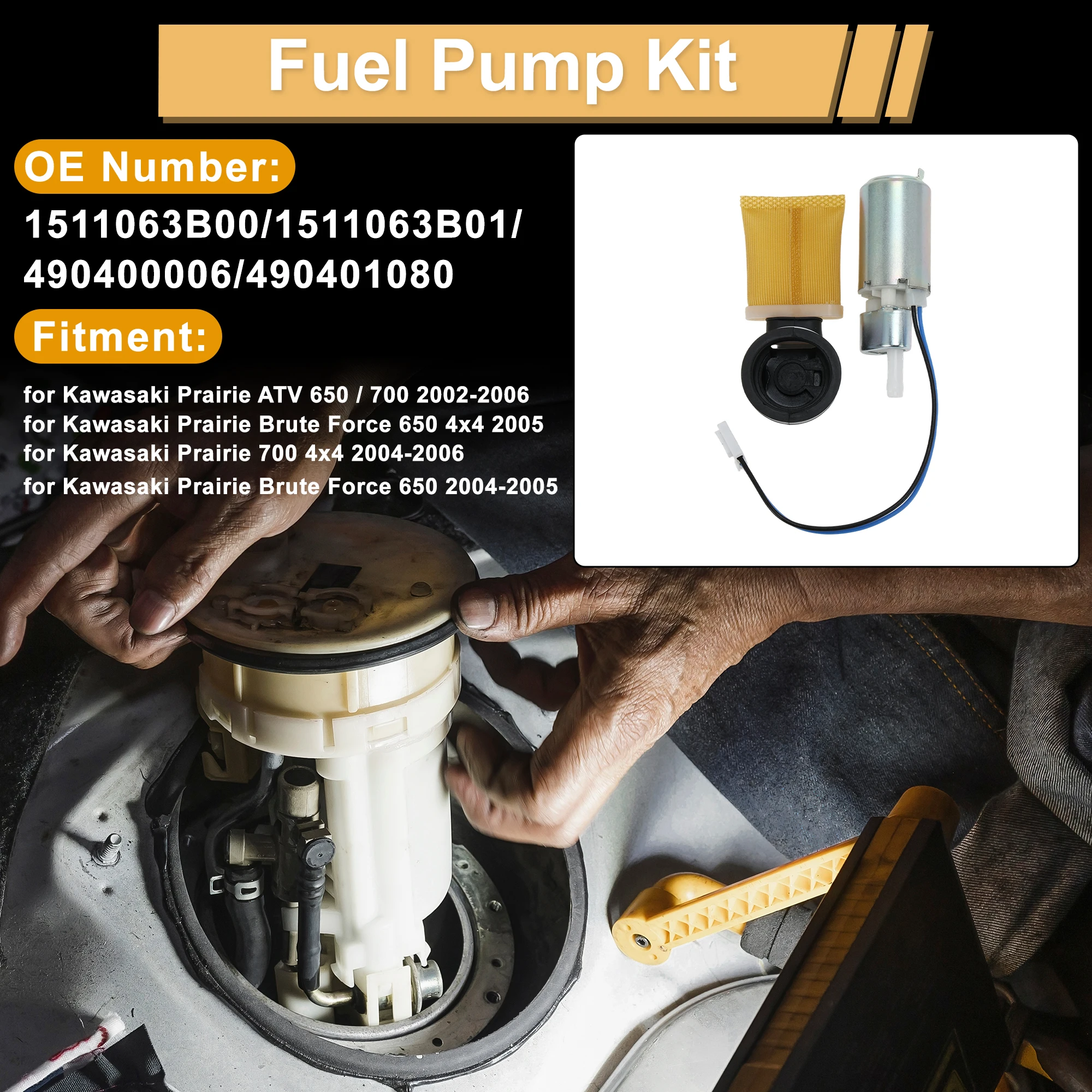 UXCELL Fuel Pump for Kawasaki Prairie ATV 650 2002-2006 Metal No.1511063B00