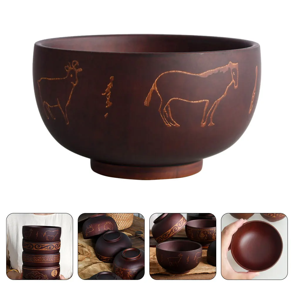 

Acid Wood Bowl Handmade Carved Wooden Food Bowl for Dessert Fruit Snacks Easy Clean Smooth Surface Multi Use Kitchen