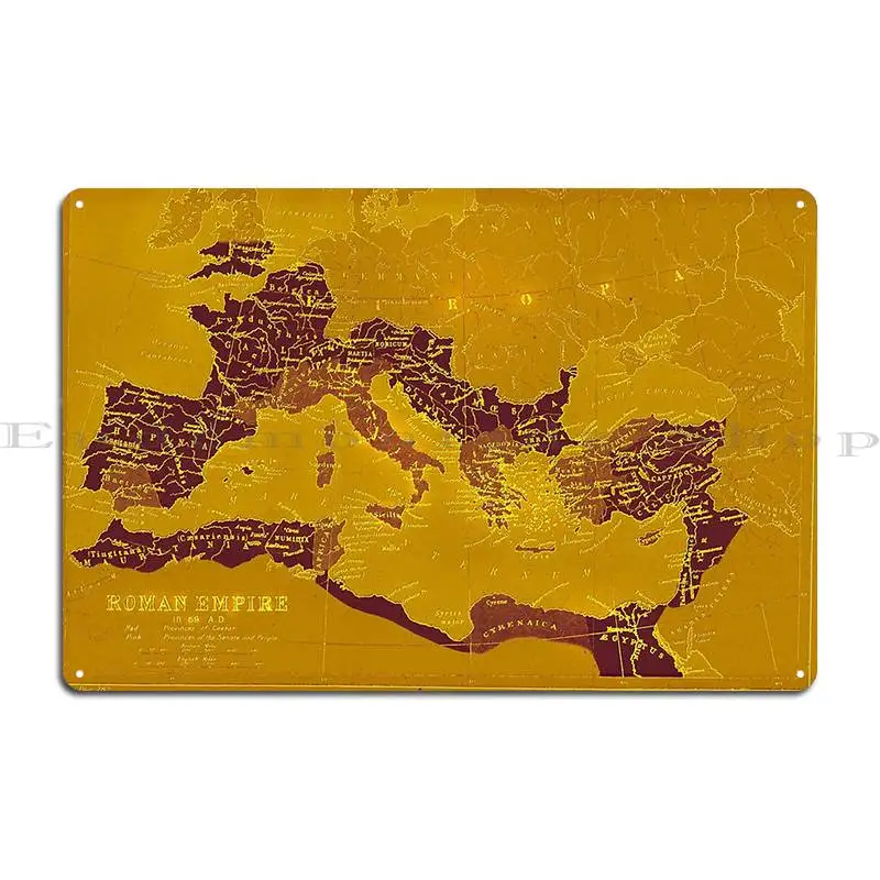 Roman Empire Vintage Map Ancient Yellow And Red Map Of Rome Italy Metal Plaque Custom Wall Cave Custom Tin Sign Poster