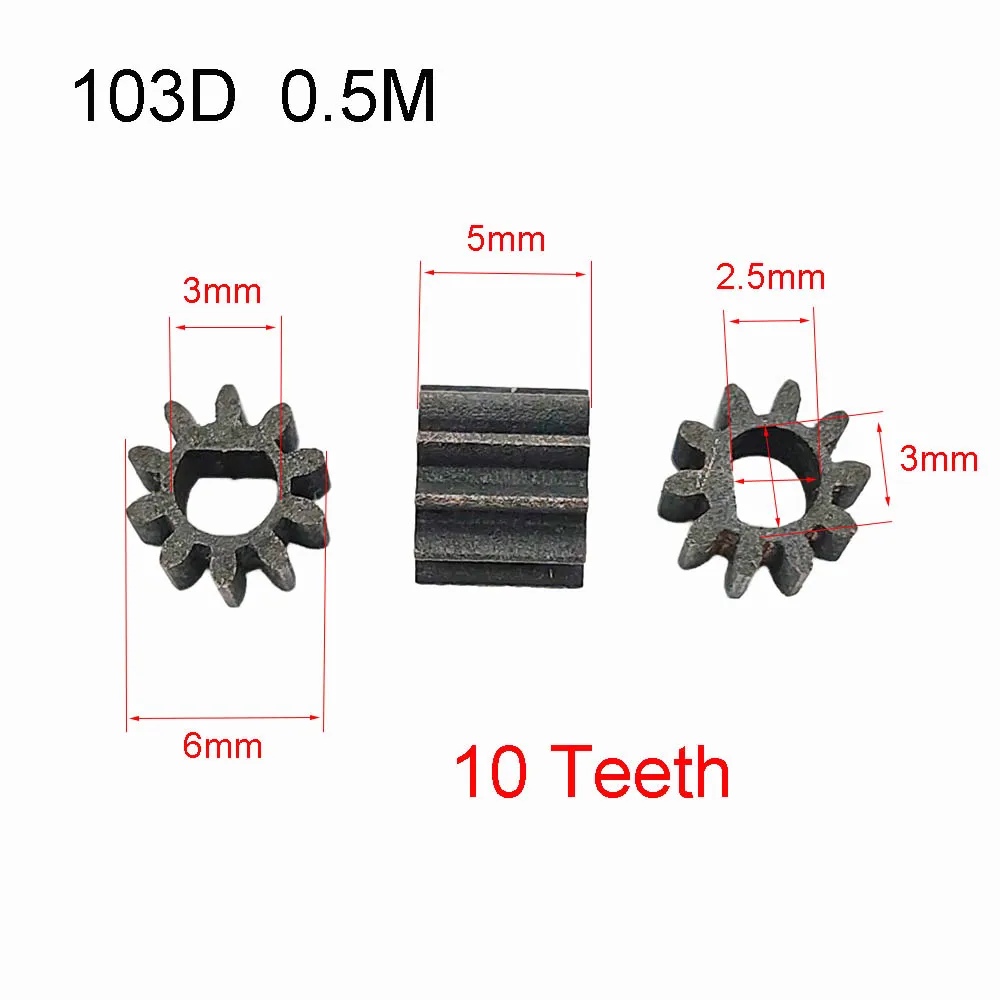 10-14 Teeth 3x2.5mm D-hole Carbon Steel Gear 0.5M 5mm Height Metal Pinion 103D 113D 123D 143D