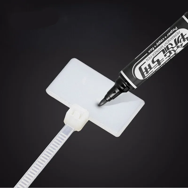 100Pcs Heavy Duty label Zip Ties Self-Locking Nylon strap Wire Network Cable Ties marker tags for home office Wiring Accessories