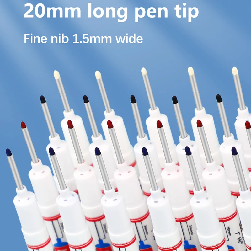 Long Head Nib Markers for Metal Pen, Deep Hole, impermeável, Banheiro, Decoração para carpintaria, Multi-Purpose, perfuração, 20mm, 8Pcs, Conjunto