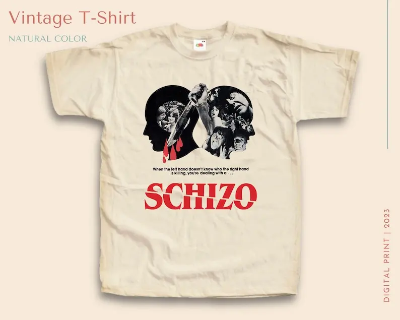 

Vintage TShirt Schizo NATURAL color Men Woman Unisex T-Shirt Digital Print Sizes
