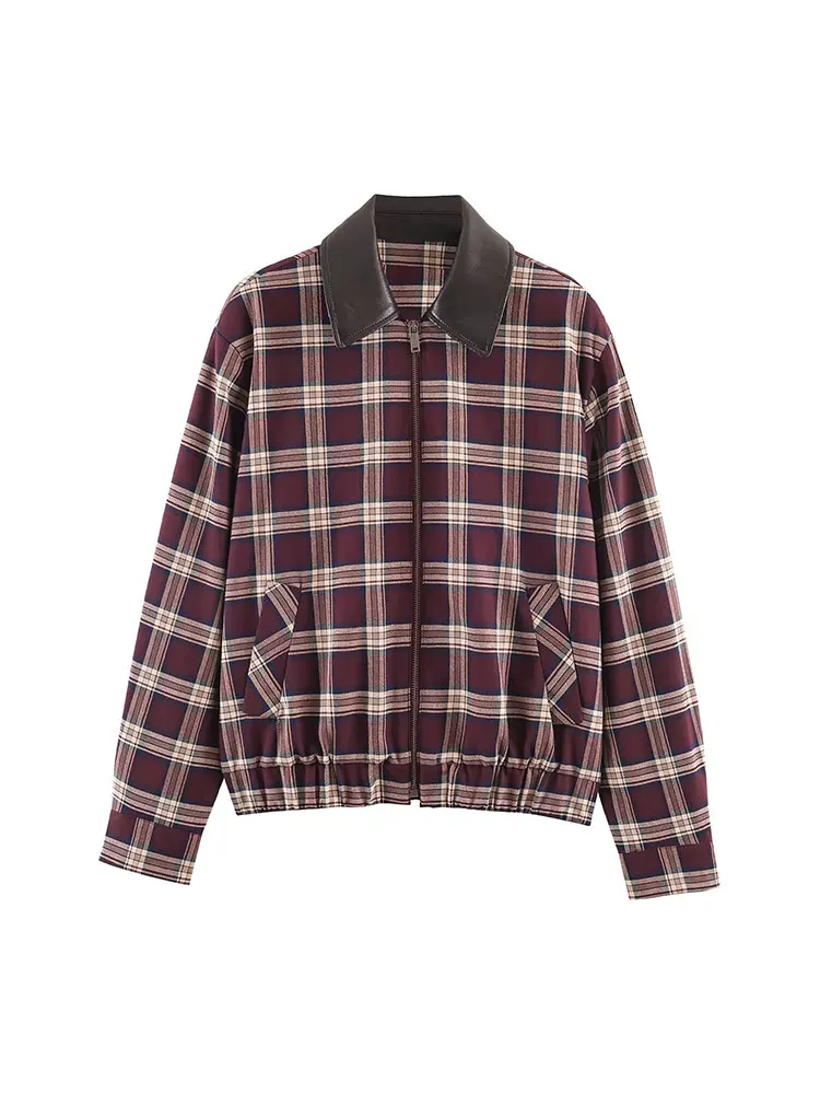 NLZGMSJ 2026 ربيع الخريف المرأة منقوشة مجموعة جديدة طويلة الأكمام Bomber سترة أعلى + التنانير الصغيرة التجاعيد قطعتين مجموعة #2