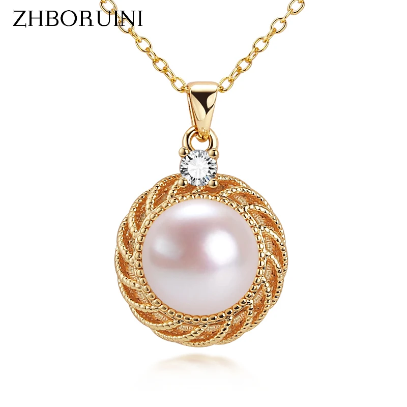 

ZHBORUIN Exquisite14k Gold Filled Choker Pendant Pearl Necklace Jewelry Natural Pearl New Gold Color Clavicle Chain Woman Gift