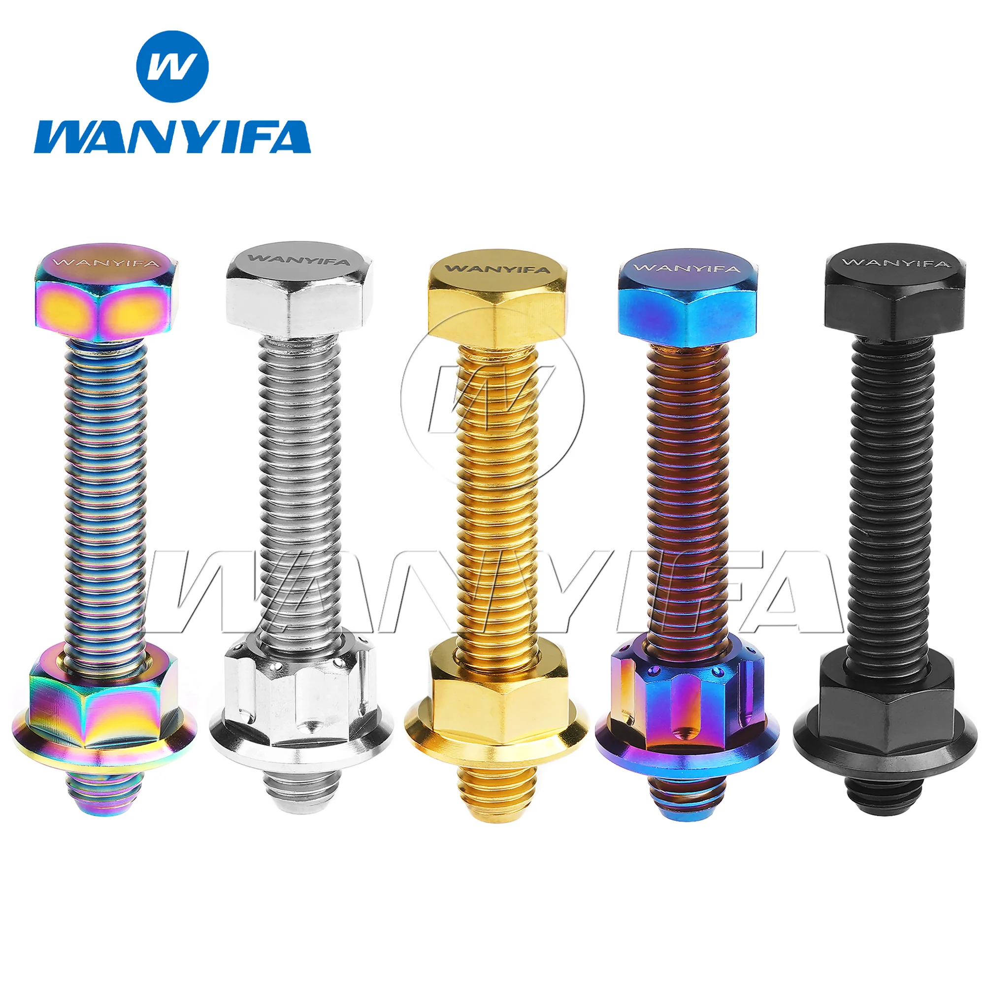

Wanyifa M8x50mm Titanium Bolt Fancy& Flange Nut Kit with 1.25mm Pitch - Motorcycle Chain Adjustment Set with Marking Bolts