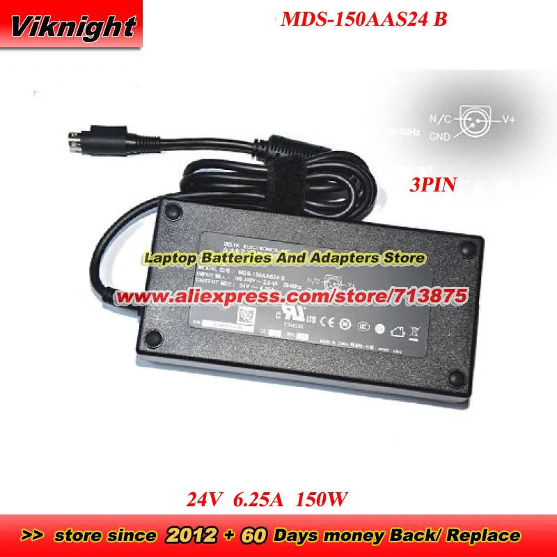 MDS-150AAS24 B AC Adapter 24V 6.25A 150W MDS-150AAS24B with 3 Pin Power Adapter Charger
