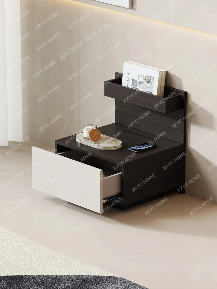 Nordic Smart Wireless Charging Bedside Table Simple Modern Bedroom Retro Storage Locker