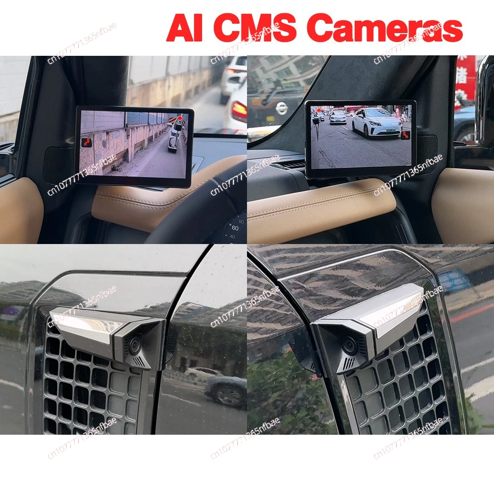 5.89 Inch Car HD CMS Side View Mirror - A-Pillar Hidden Touch Screen Recorder with BSD Warning for Safe Driving