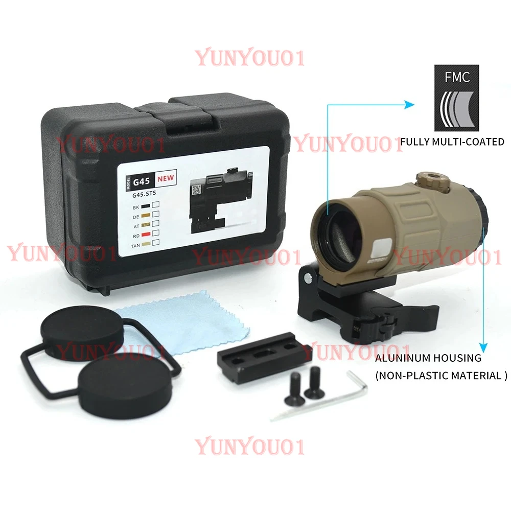 

Tactical Airsoft G45 5X Magnifier 558 553 EXPS3 Red Dot Combo Scope Optics QD Mount Weaver Fit 20MM Rail Mount with Full Marking