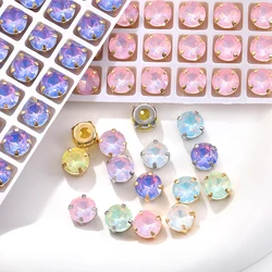 Sewing Rhinestones For Needlework 8mm Round Sew On Crystals Clothes Decoration Accessories Diy Glass Diamonds Glitter Gemstones