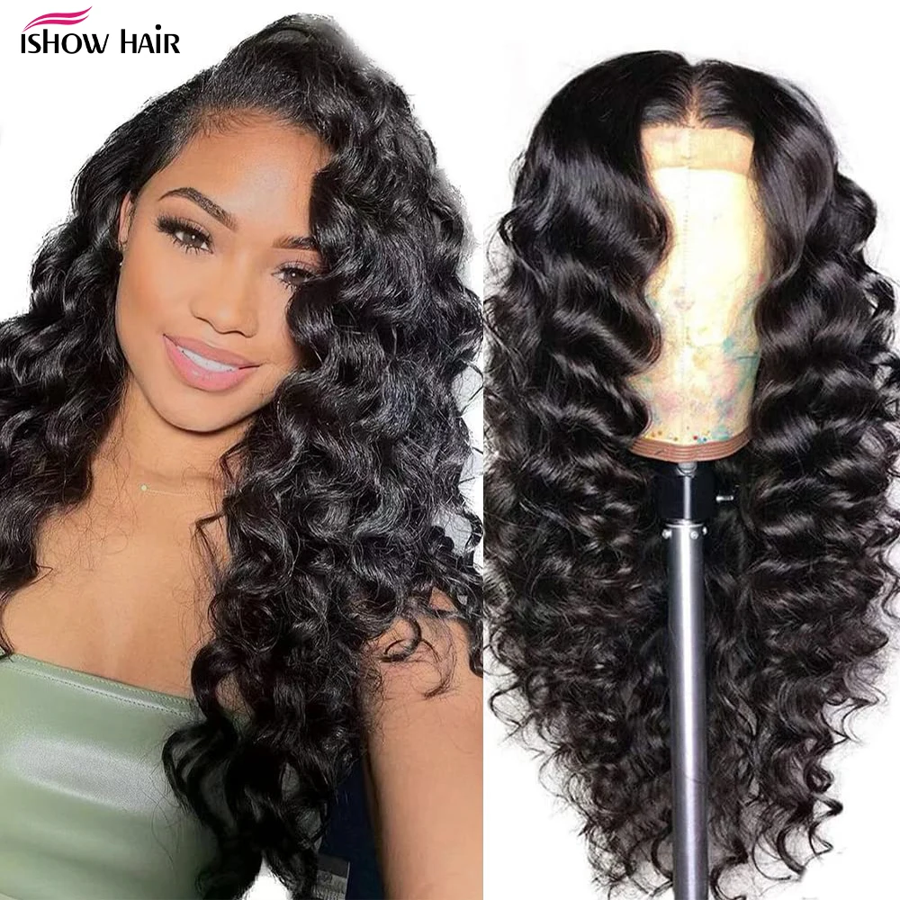 13x4 Transparent Lace Frontal Wig 30 Inch Lace Front Wig Human Hair Pre Plucked Loose Deep Wave Brazilian Hair Wig For Women