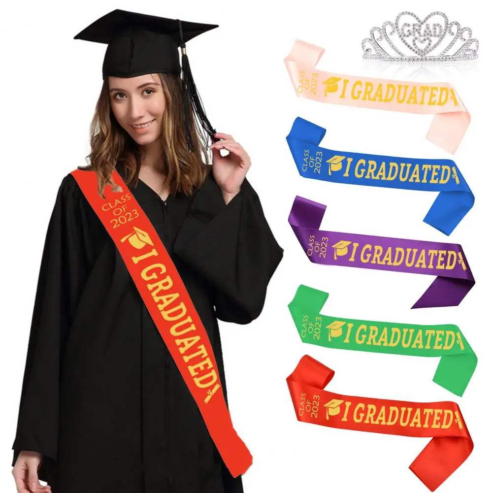 2023 Graduation Shoulder Strap Ceremony Welcome Party Girl Etiquette Cloth Letters Printed Ribbon Rhinestone Headdress Decor