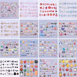 30pcs/Lot Random Mixed Enamel Charms For Jewelry Making Supplies Sun Moon Star Fruit Animal Charm Pendant Materials DIY Earrings