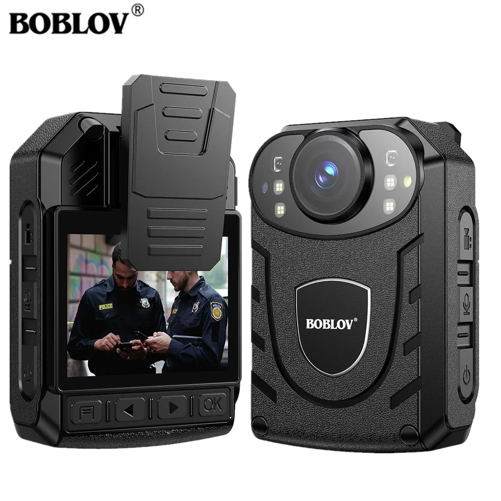 BOBLOV KJ21 videocamera indossata dal corpo videoregistratore 1296P 256GB Max 2850mAh 11 ore di riprese Video con videocamera per il corpo di