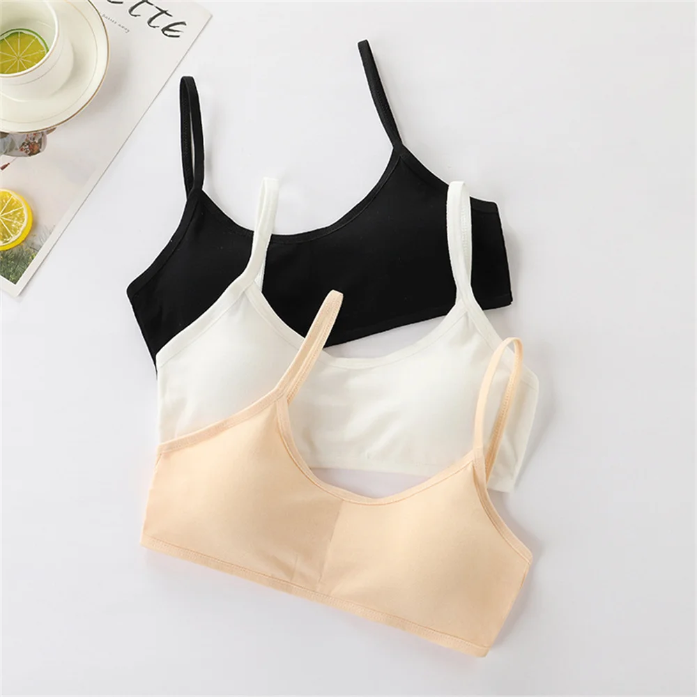 Girls Underwear Without Steel Rings Thin Cotton And Sports Summer Bra Double Layer Suspender Breathable Sponge Pad Camisole