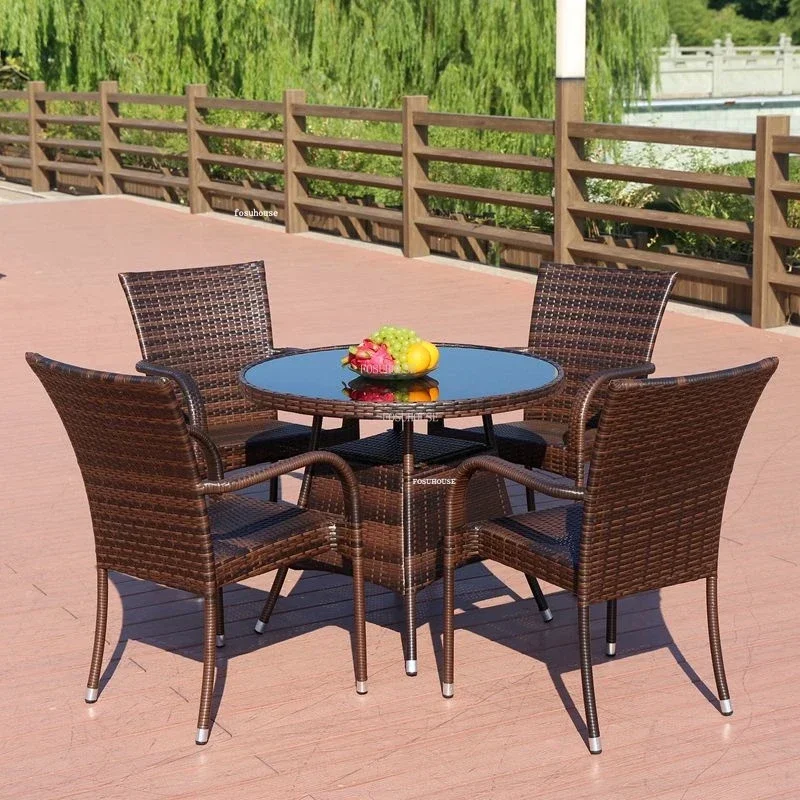 Rattan Garden Furniture Sets Nordic Home Courtyard Balcony Three-piece Set Combination Outdoor Furniture Leisure Table And Chair