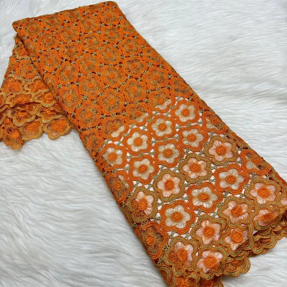 

African Lace 2025 Guipure Embroidery Cord Lace French Lace Fabric For Women Party Dress 5 Yards
