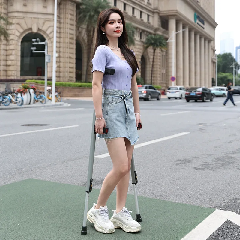 Crutches fractured young people armpit double crutches non-slip telescopic disabled elderly auxiliary walker