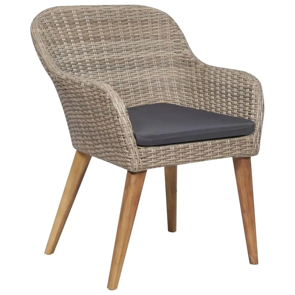 Conjunto de cadeiras de jantar grandes em vime PE marrom com muitos conjuntos