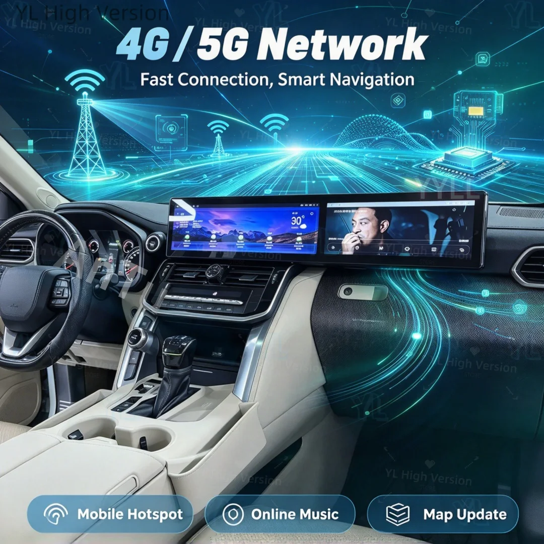 Android 13 Dual Screen Car Radio For Toyota Land Cruiser LC300 2023 2024 2025 Plug & Play CarPlay GPS Multimedia Head Unit DSP