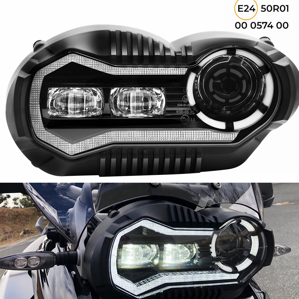 E24 E9 E-Mark Approved 65W Motorcycle LED Projector Headlight Assembly For BMW R1200GS Adventure LED DRL Fog Headlamp 2005-2013