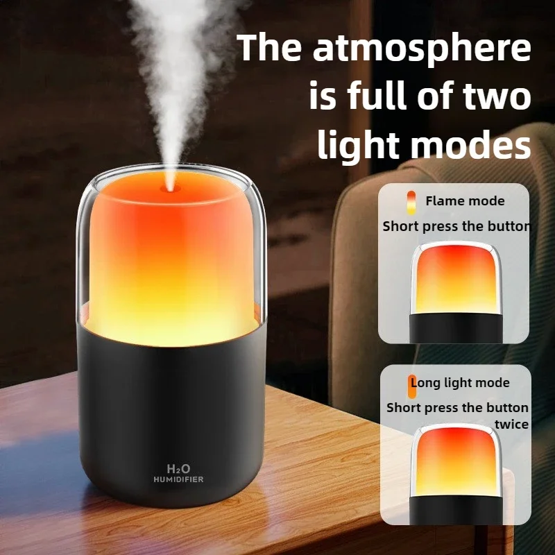 280mL Intelligent Simulation Flame Aromatherapy Machine Usb Mini Ultrasonic Humidifier Home Desktop Diffuser Flame Humidifier