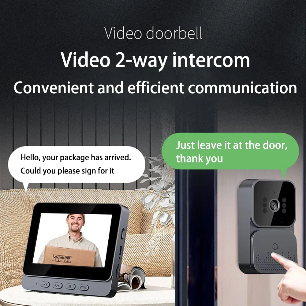 4.3'' IPS Screen 2.4G Wireless Visual Intercom Doorbell with Screen Smart High-definition Video Monitoring Two-Way Intercom