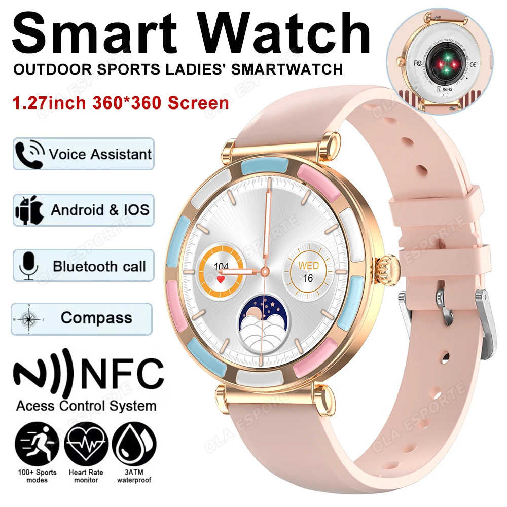 

Модные женские умные часы, мониторинг сердечного ритма для здоровья, сна, Bluetooth-вызов, водонепроницаемые умные часы, шагомер с сенсорным экраном