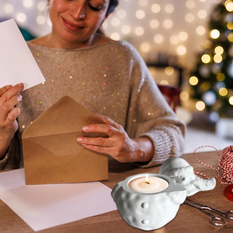 Stampi per barattoli in resina a forma pupazzo neve con coperchio Stampi in silicone per tazza candela con pupazzo