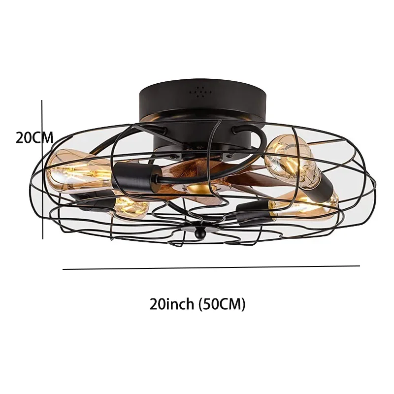 Industrial Retro Fan Light Living Room Dining Room Ceiling Fan Light Remote Control Fan Chandelier Home American 20\