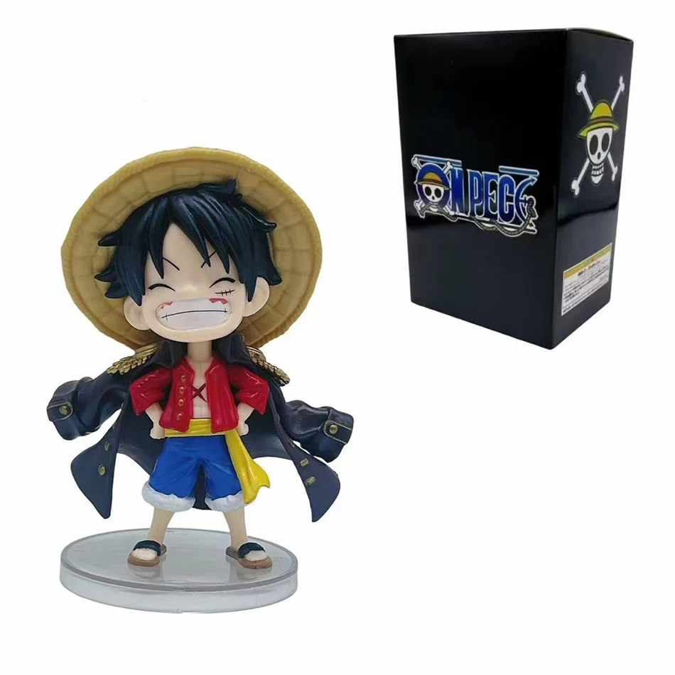 Bandai In Stock One Piece Anime 12cm Smiling Luffy Action Figure with Cloak PVC Collectible Figurine