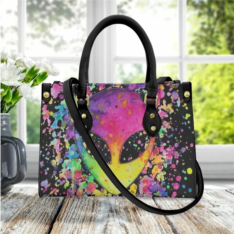 

Colorful Alien Design Fashion Top-handle Tote Shoulder Bags Woman Luxury Leather Ladies Cross Body Bags Bolsa Mujer Women Bags