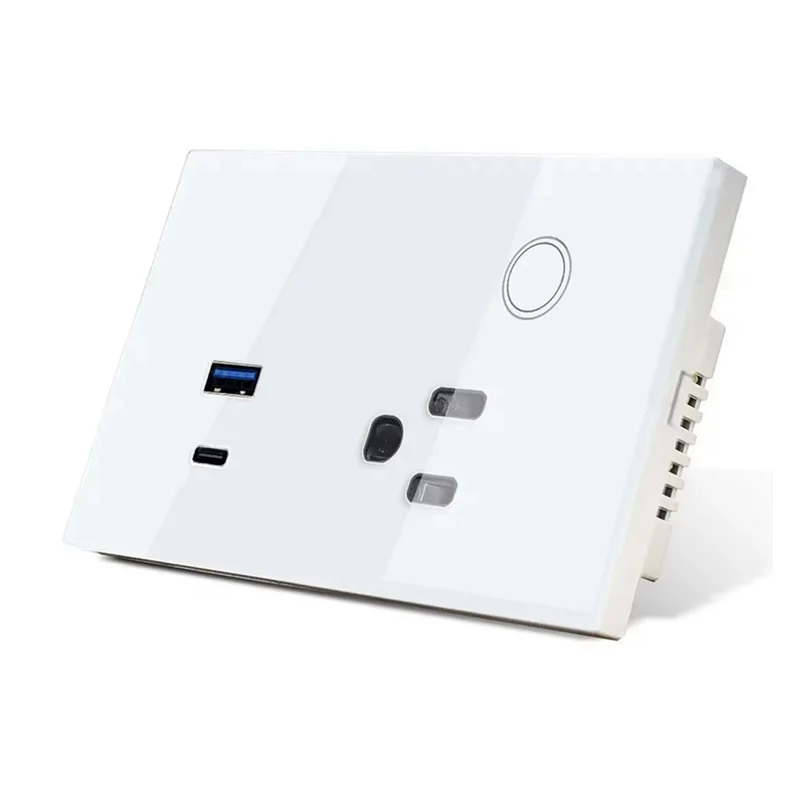 

Умная розетка WIFI Tuya 15A с USB-C и сенсорным управлением для Alexa для Google Home Smart Life B, вилка европейского стандарта