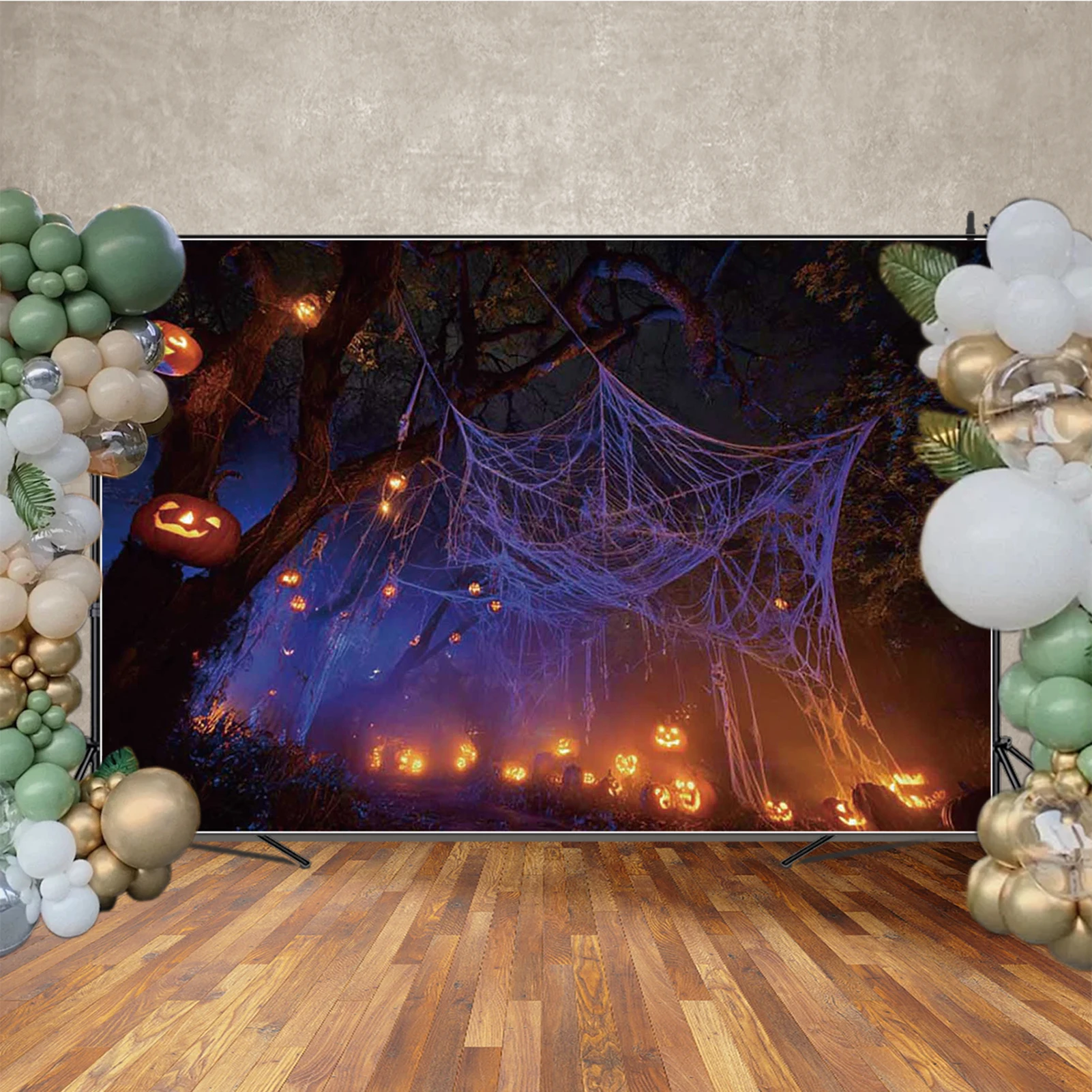 MOON.QG ファンタジーハロウィン背景 ランタン墓地森林フォトゾーン背景撮影小道具新生児写真壁紙