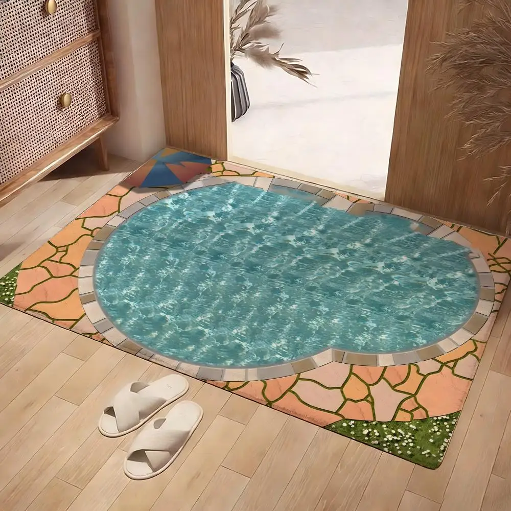 3D Optical Illusion Floor Mat Soft Flannel Rug Non-Slip Absorbent Mat For Bathroom Bedroom Home Decor