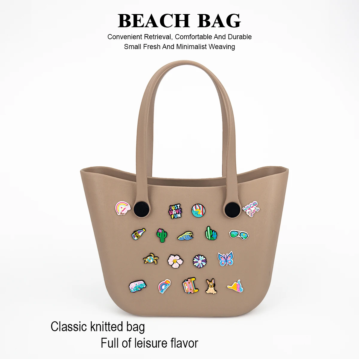 1 Large-Capacity Eva Tote Bag with Detachable Handle and Decorative Buckle, in a Summer Energetic Style That Can Be Customized in Various Ways, Suitable for Sports, Travel, Swimming, Beach, and Gym Use, with an Open Design for Easy Access, and Can Carry Your Phone, Books, Towel, and Water Bottle