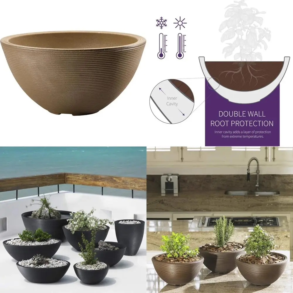 

Большой уличный круглый неглубокий горшок для садов, бонсай и суккулентов с универсальным декоративным рисунком